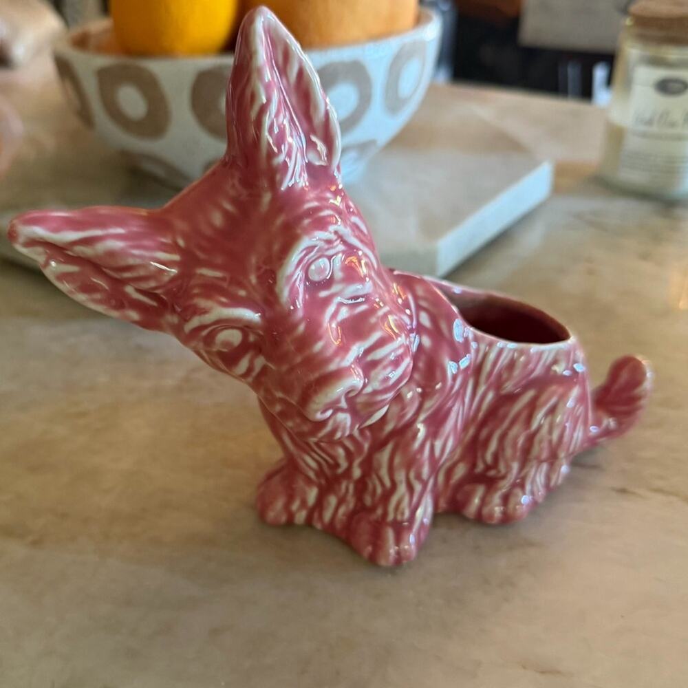 Vintage 50’s pink ceramic Scotty Dog planter